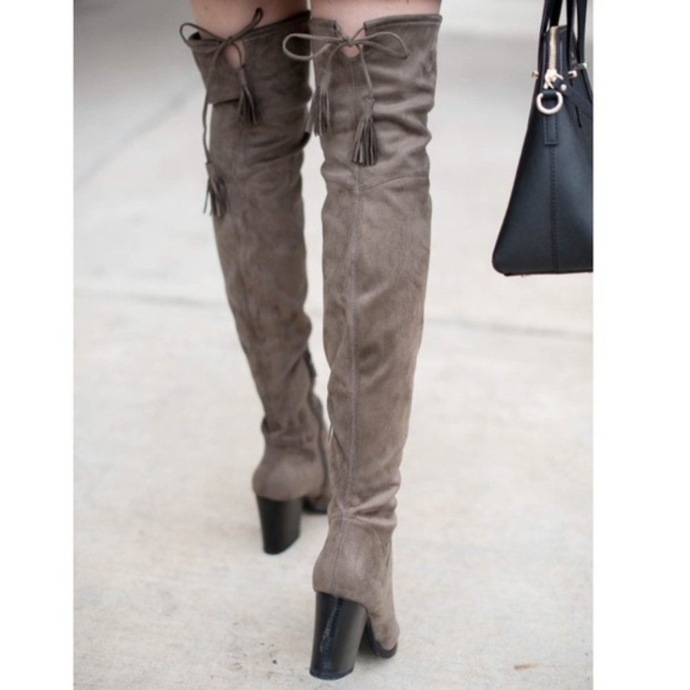 Marc Fisher Gray Suede Alinda Over the Knee Boots